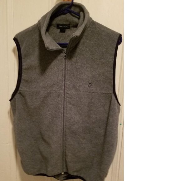 Nautica Mens Zip Fleece Vest Grey Size 